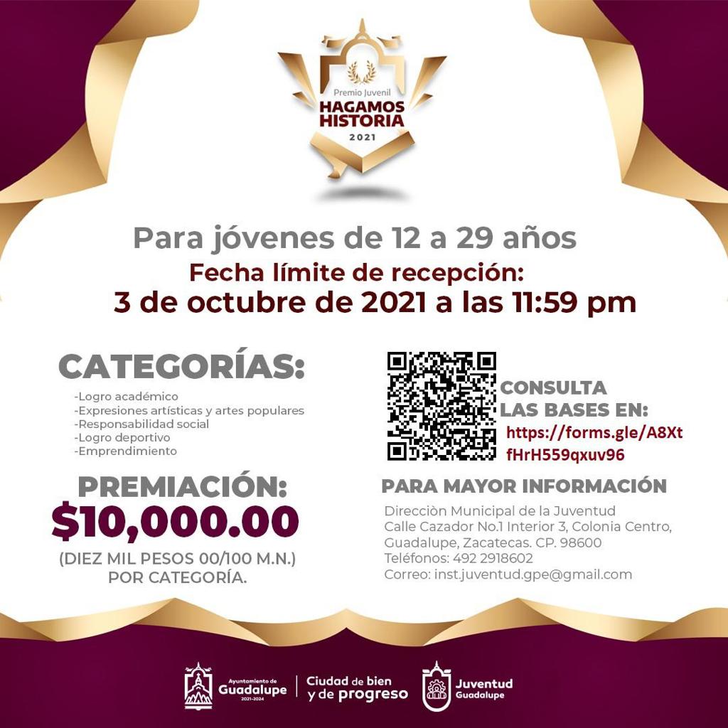 Convocan a guadalupenses a participar en Premio Juvenil 2021