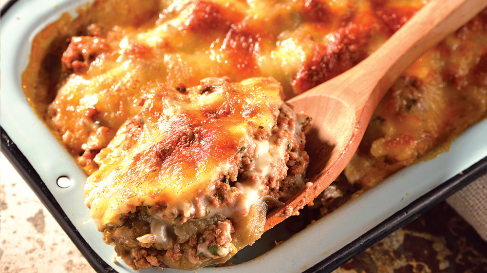 Lasaña griega de berenjena con carne molida