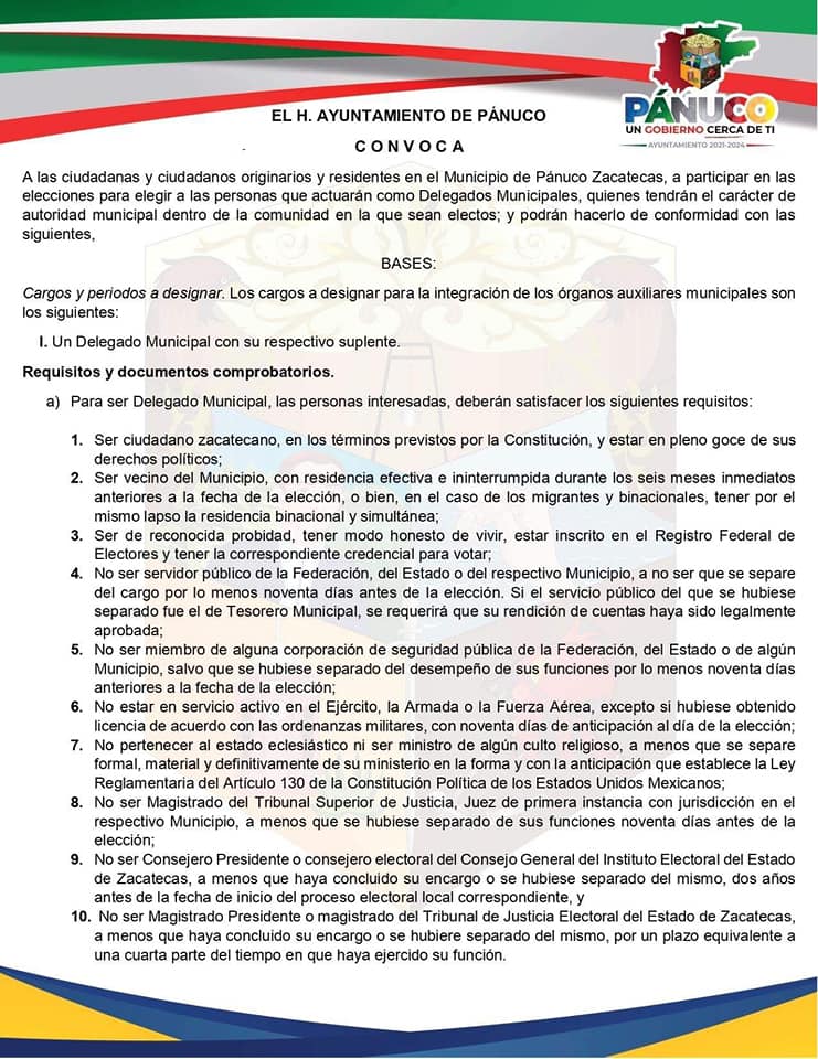 Buscan a delegados municipales en Pánuco