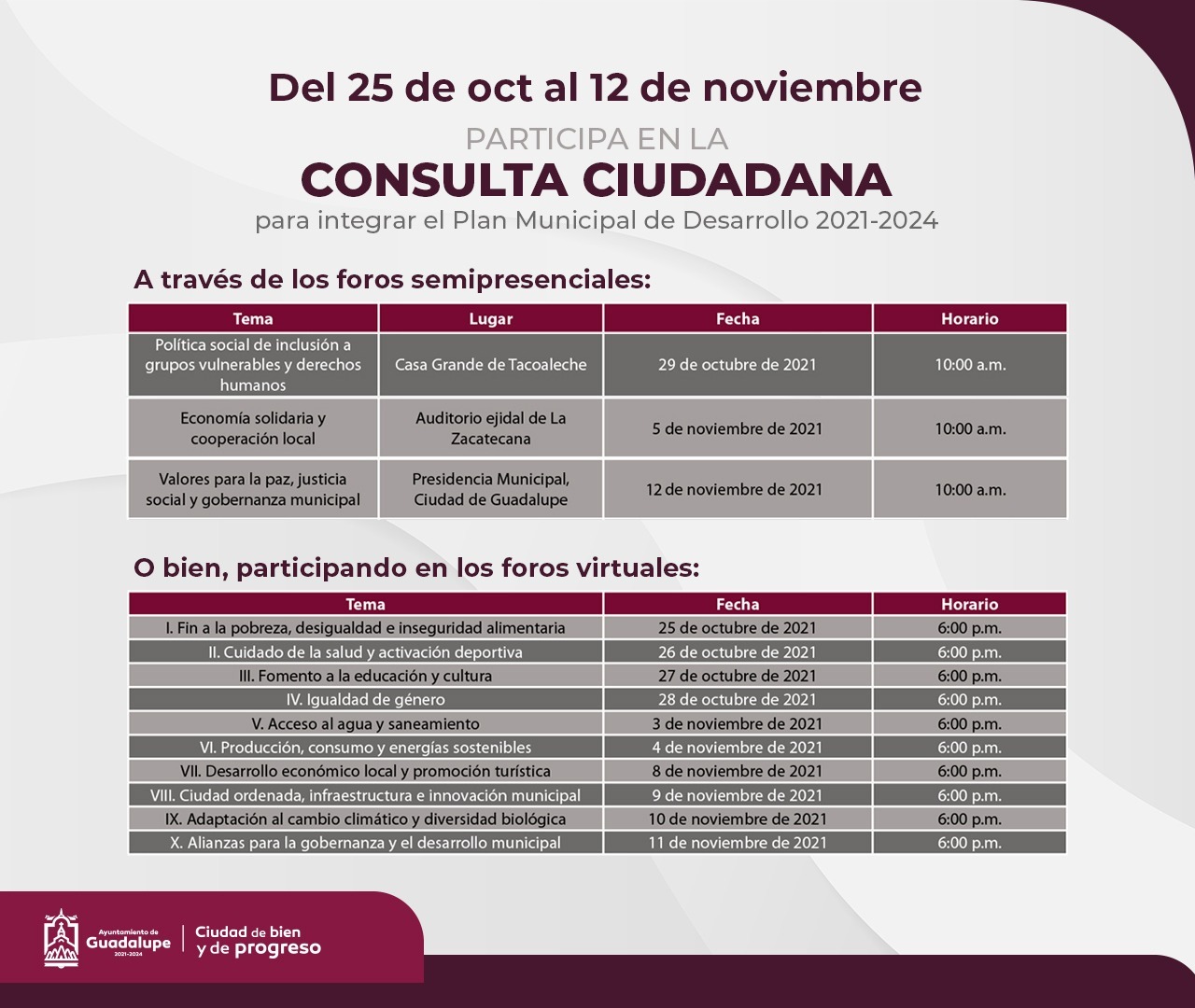 Gobierno municipal invita a guadalupenses a participar en la consulta ciudadana