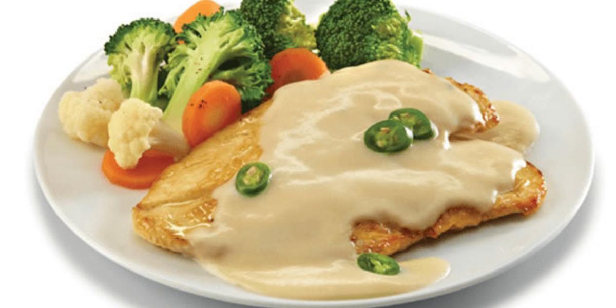 Pollo con salsa de puré de papa 