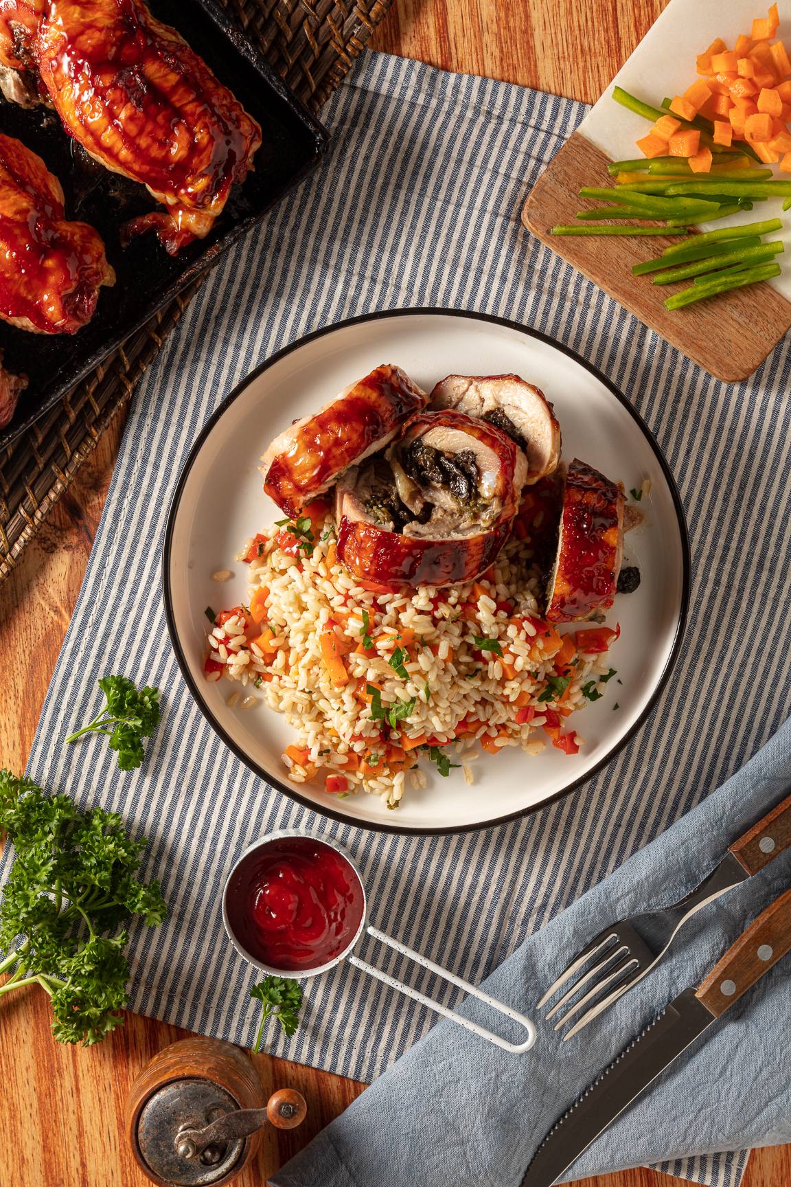 Pollo relleno de hongos