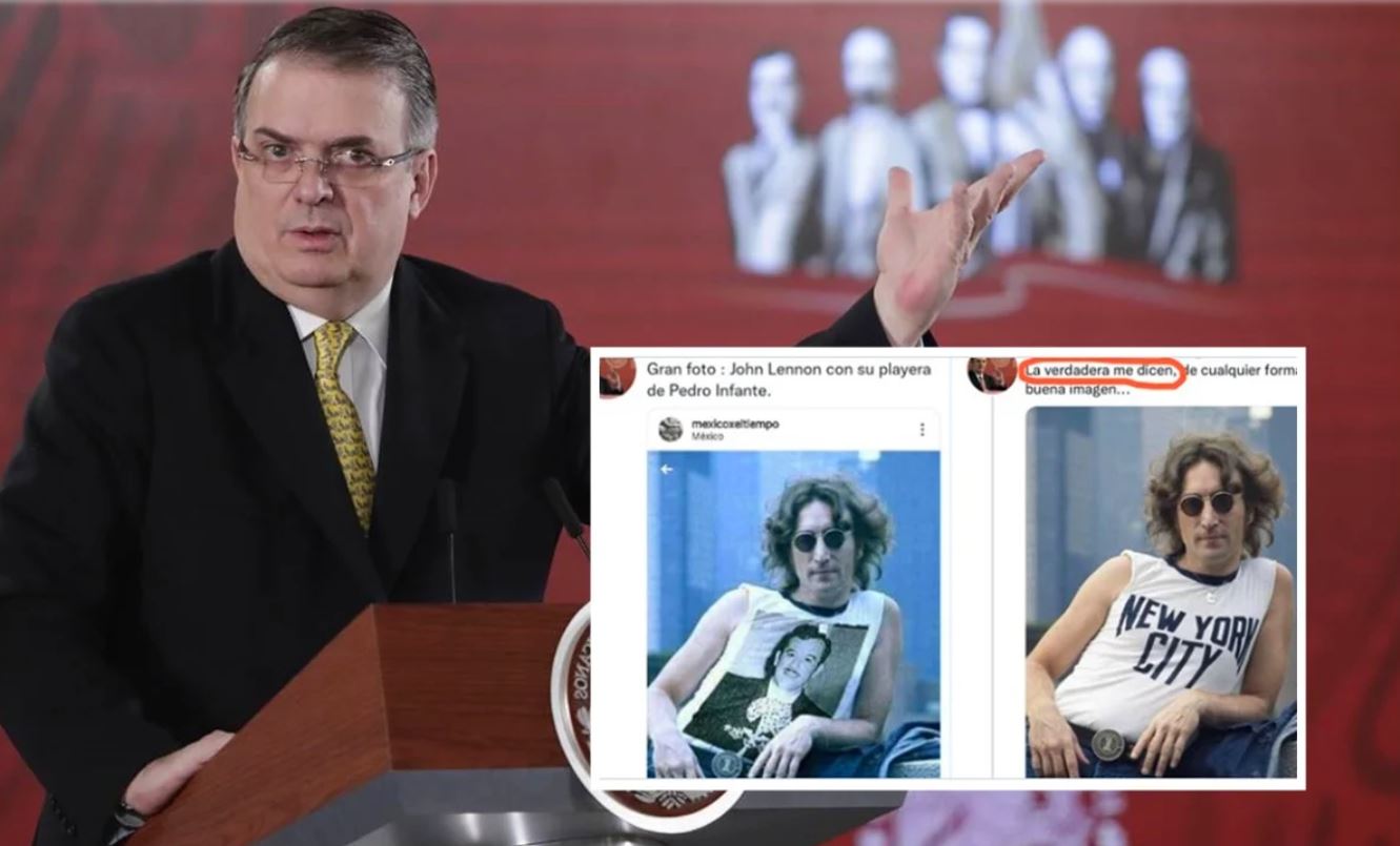 Ebrard comparte foto falsa de John Lennon, lo tunden en redes y luego corrige