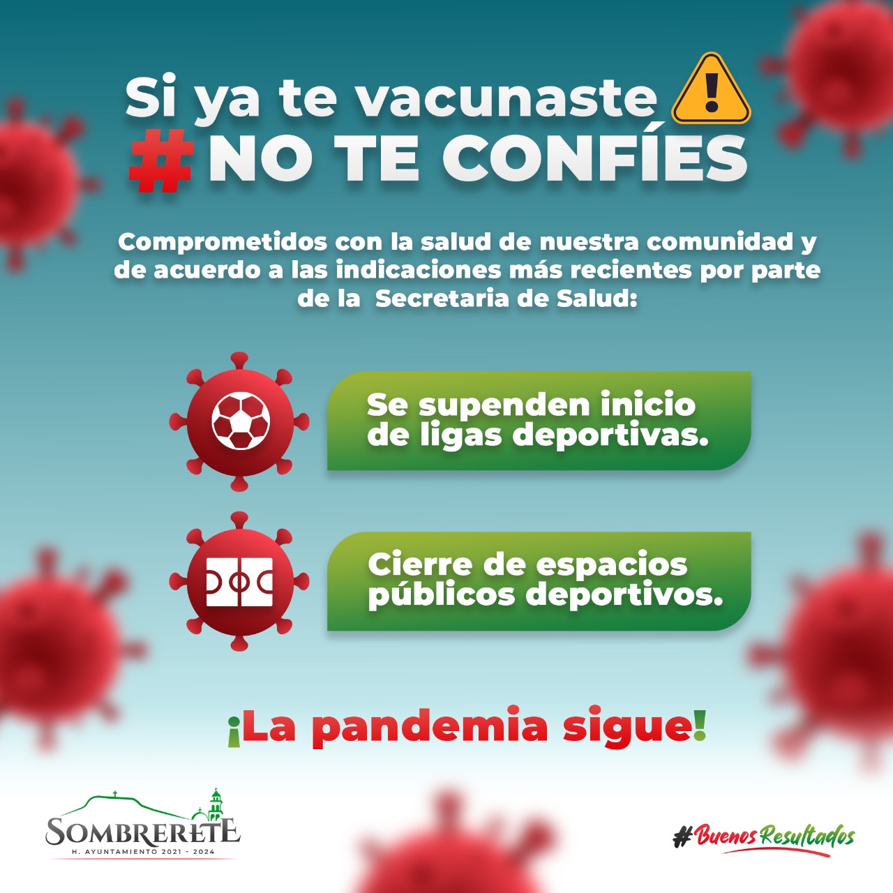 Por covid-19 cerrarán espacios deportivos en Sombrerete