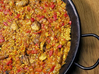 Arroz con champiñones y verduras