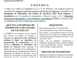 UAZ convoca a participar en la Olimpiada de Informática del Estado de Zacatecas a nivel Primaria y Secundaria