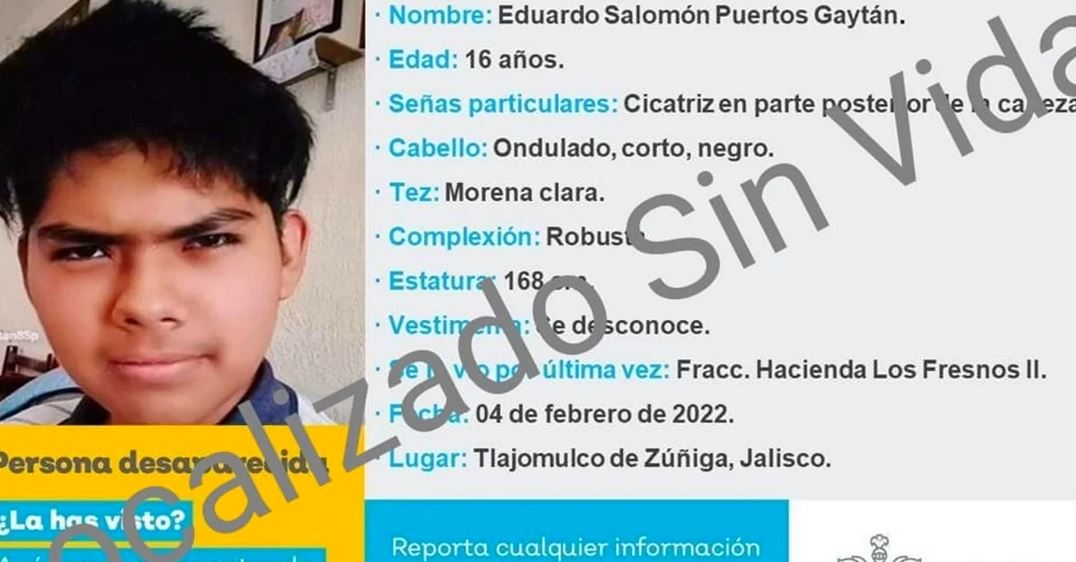 Localizan sin vida a Eduardo Gaytán, joven desaparecido en Jalisco