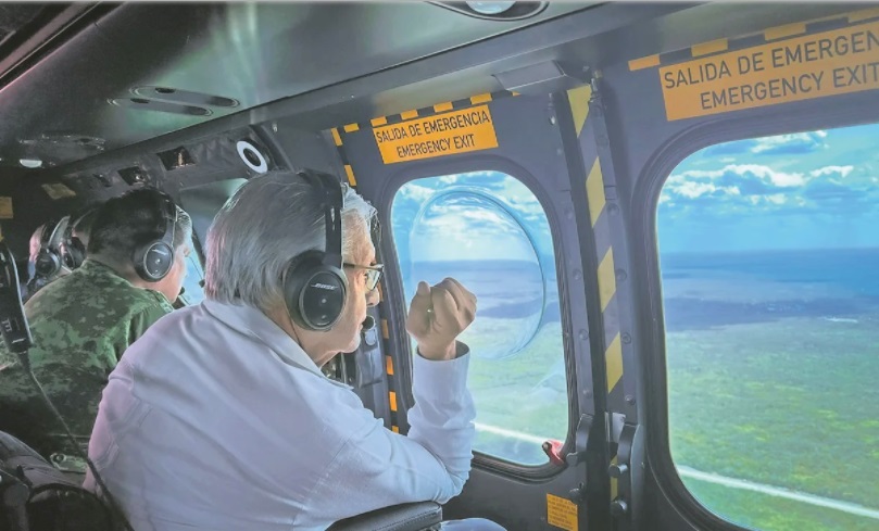Pese a veda, AMLO comparte supervisión de las obras del Tren Maya