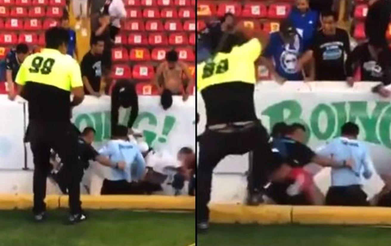 Elemento de seguridad privada se unió a la riña y golpeó a sujeto con un cinturón