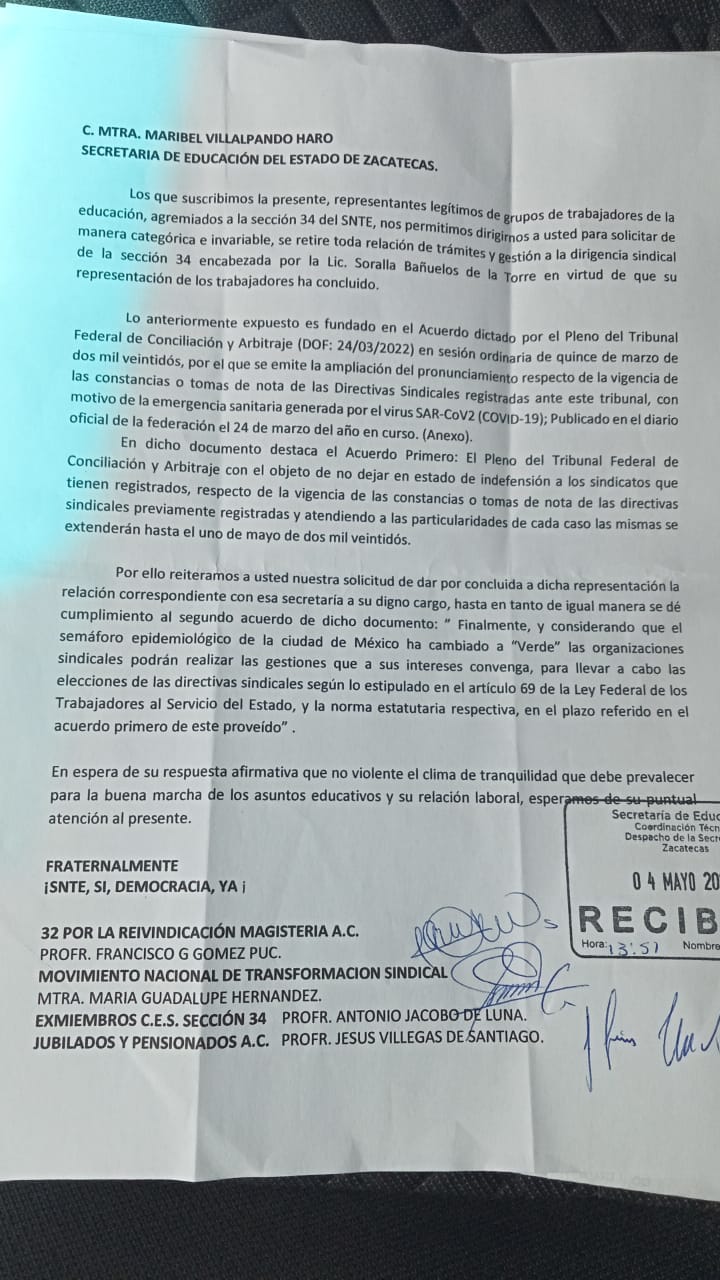 Desconocen a Soralla Bañuelos como líder de la sección 34 del SNTE