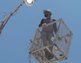 Reparan luminarias en Juan Aldama