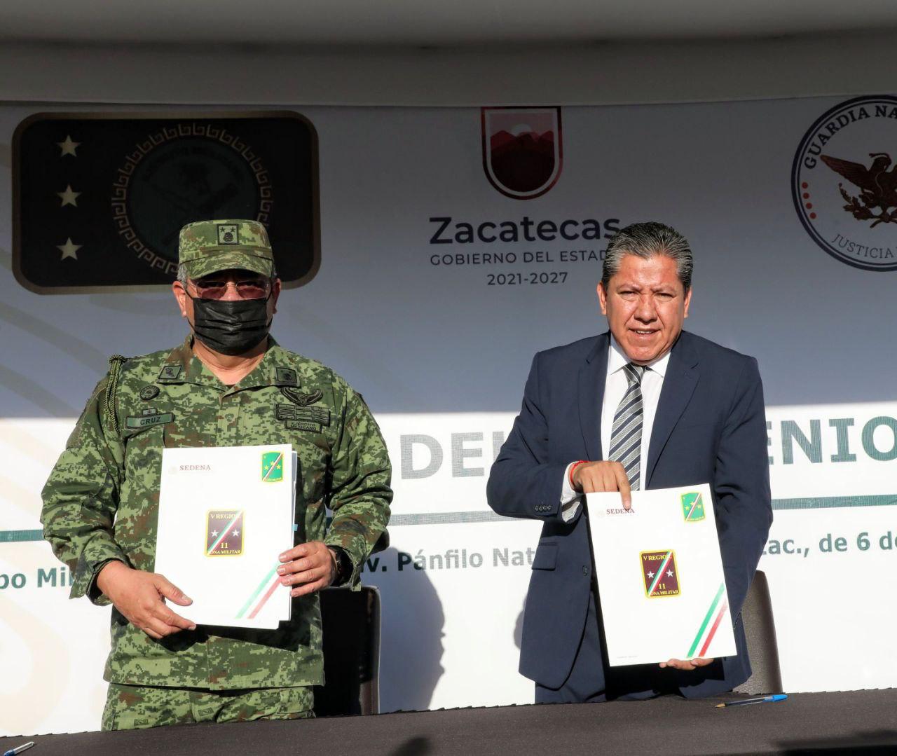 Gobernador David Monreal Ávila firma convenio en favor de deudos del personal castrense y Guardia Nacional que resultan afectados en operaciones militares