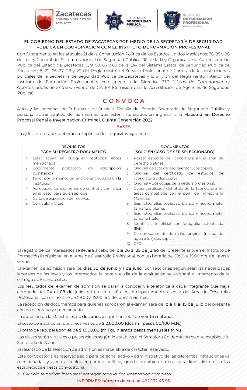 Se lanza convocatoria para la Maestría en Derecho Procesal Penal e Investigación Criminal