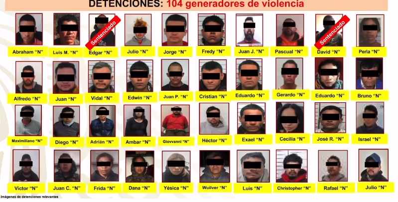 Detienen a 104 por diversos delitos