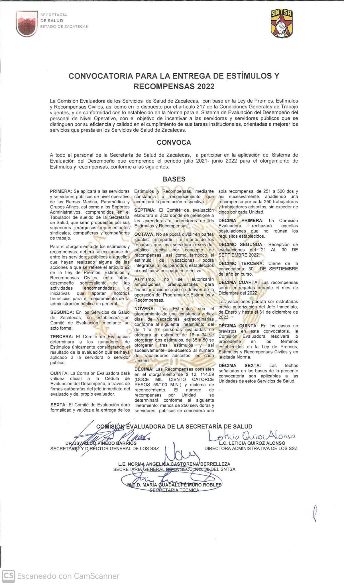 Abren convocatoria para la entrega de estímulos y recompensas 2022