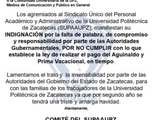 Sin aguinaldo, trabajadores del Cobaez y UPZ