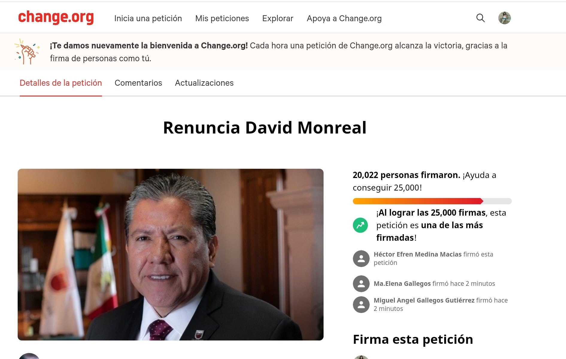 Firman para que David Monreal renuncie