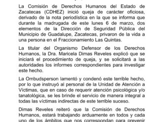 Policías de Guadalupe asesinan a un joven