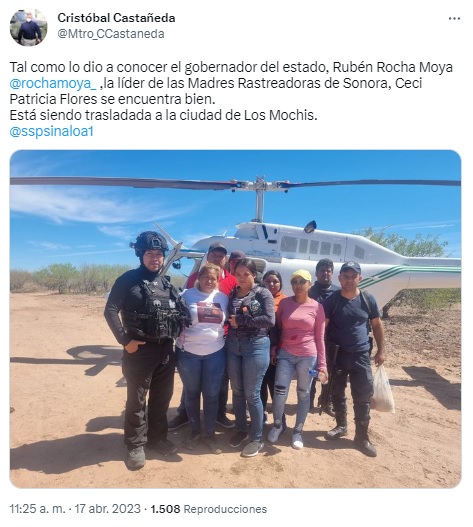 Localizan a Ceci Flores y la trasladan en helicóptero a Los Mochis