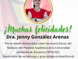 Felicita el Sntsa a Jenny González por su triunfo 