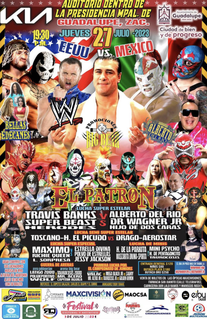 Combatirán en Zacatecas luchadores de EU contra mexicanos