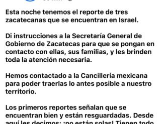 Hay tres zacatecanas atrapadas en Israel