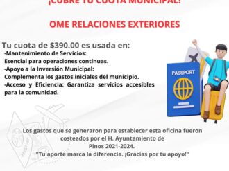 Un éxito, oficina de Relaciones Exteriores en Pinos 
