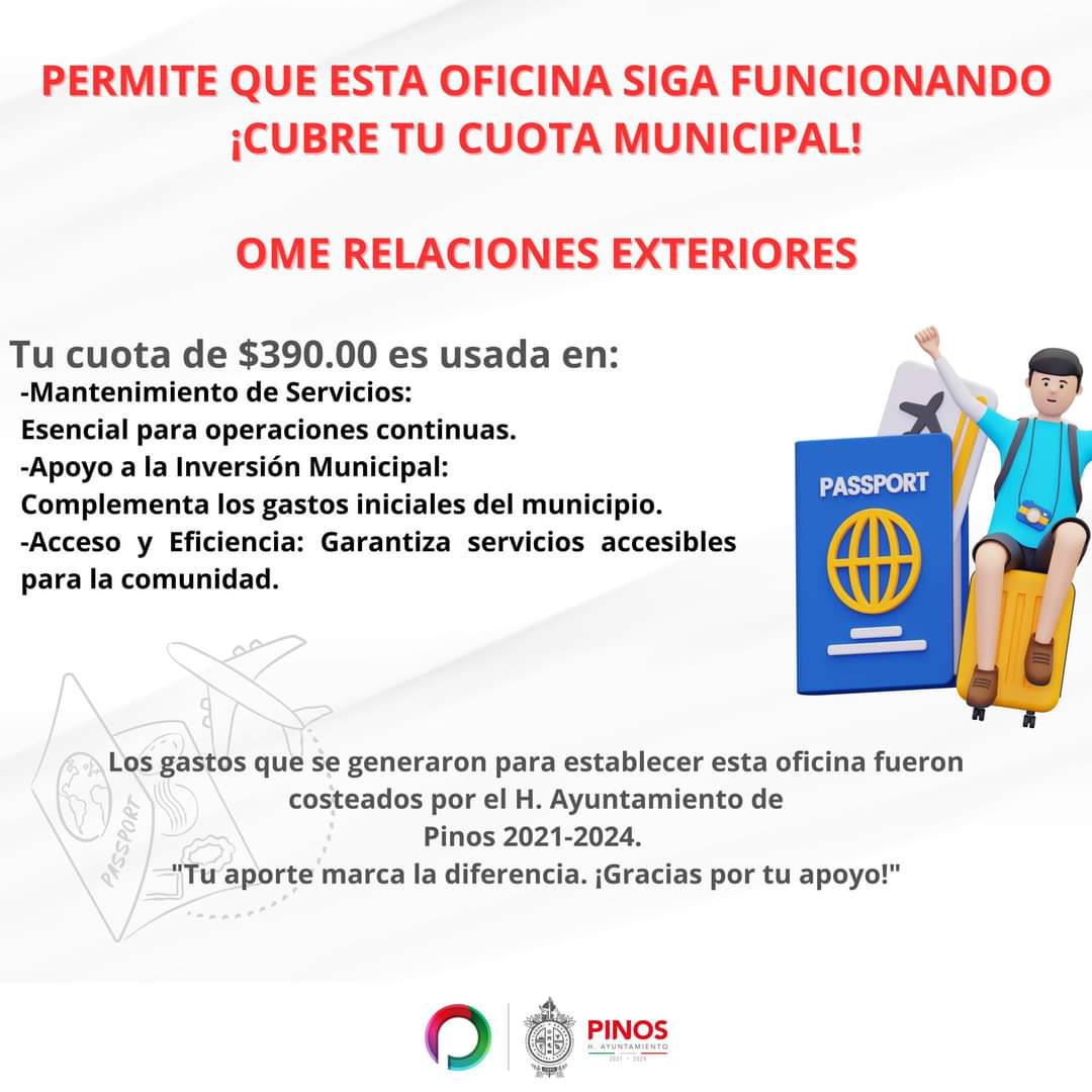 Un éxito, oficina de Relaciones Exteriores en Pinos 