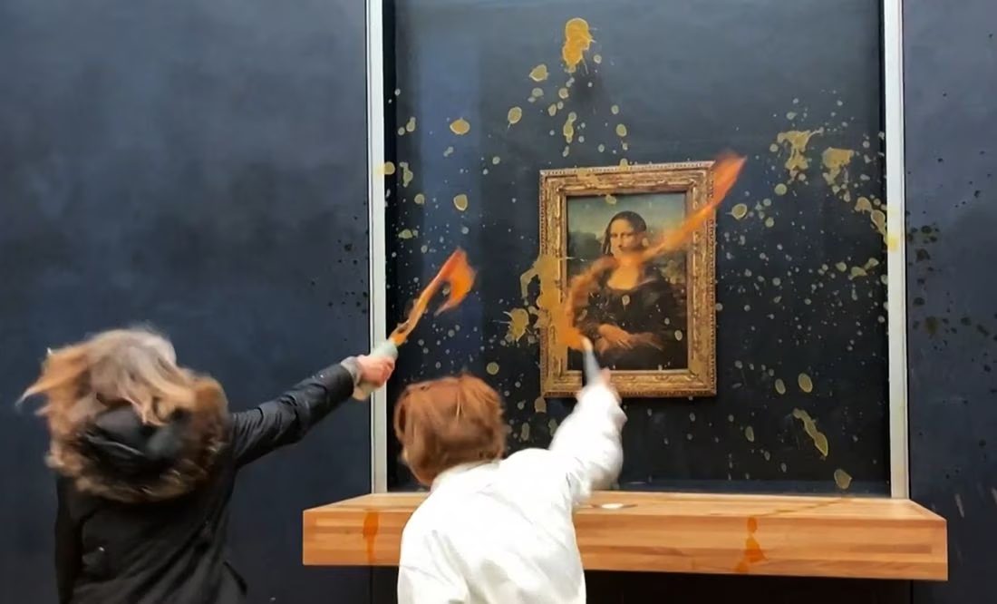 Activistas lanzan sopa al cristal que protege a la Mona Lisa en el Louvre
