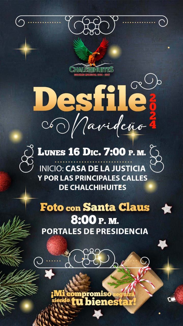 Anuncian desfile navideño en Chalchihuites