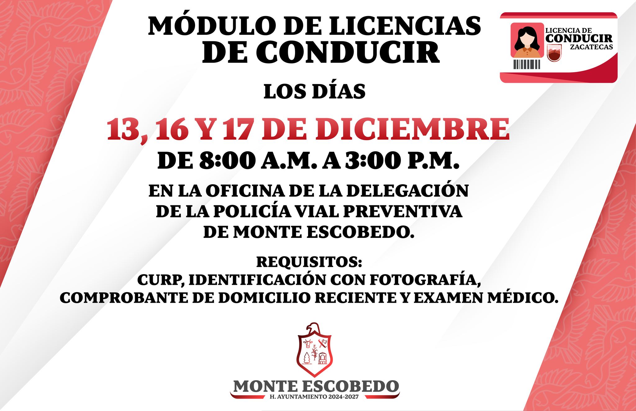 Facilitan trámite de licencias de conducir en Monte Escobedo