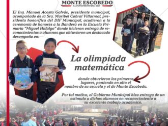 Reconocen a estudiantes que destacaron en la Olimpiada de Matemáticas