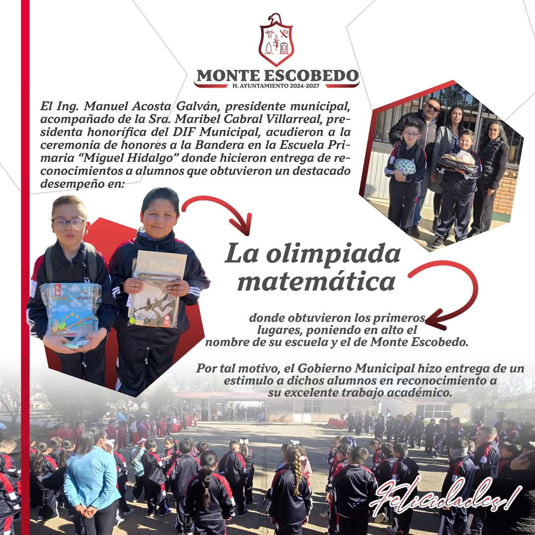 Reconocen a estudiantes que destacaron en la Olimpiada de Matemáticas