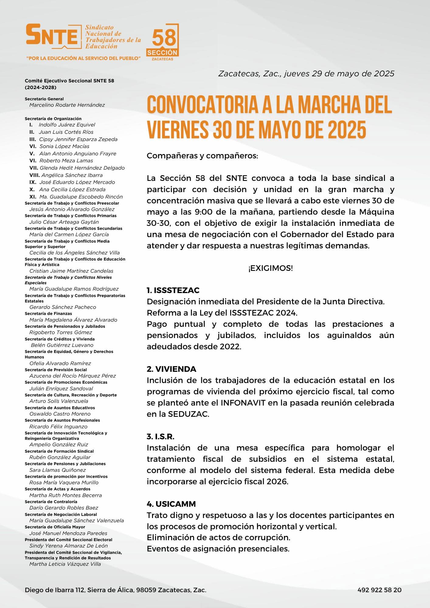 Marchan hoy los de la Sección 58