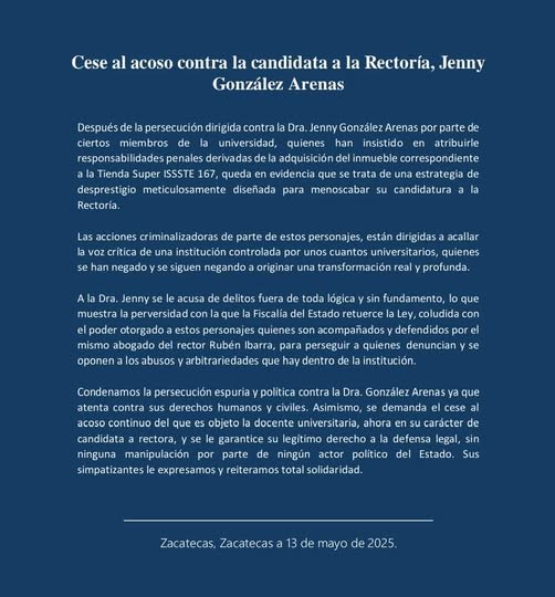 Exigen simpatizantes cese al acoso contra Jenny González 