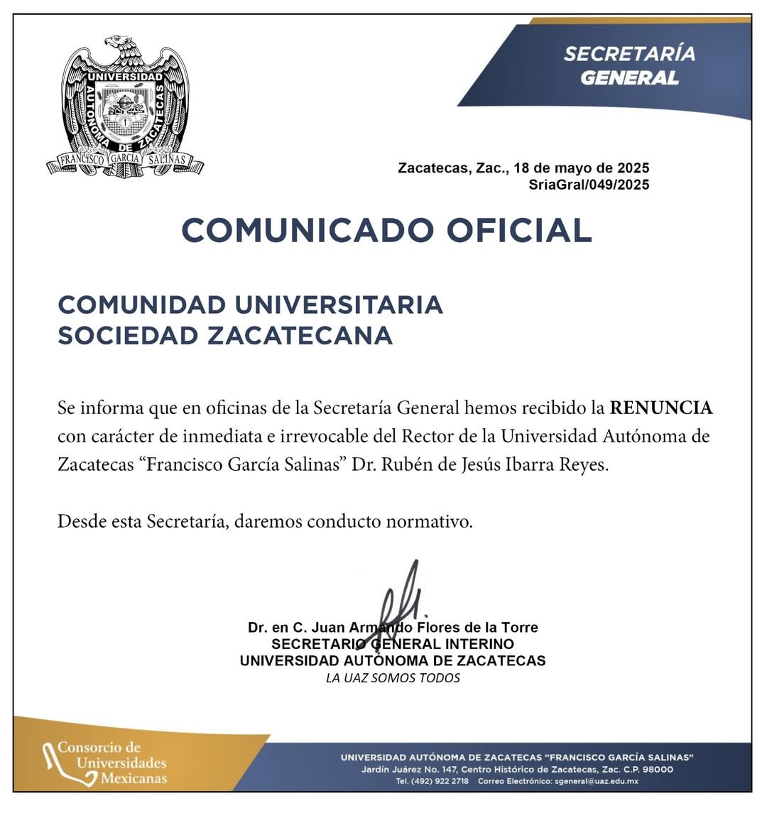 Renuncia el rector
