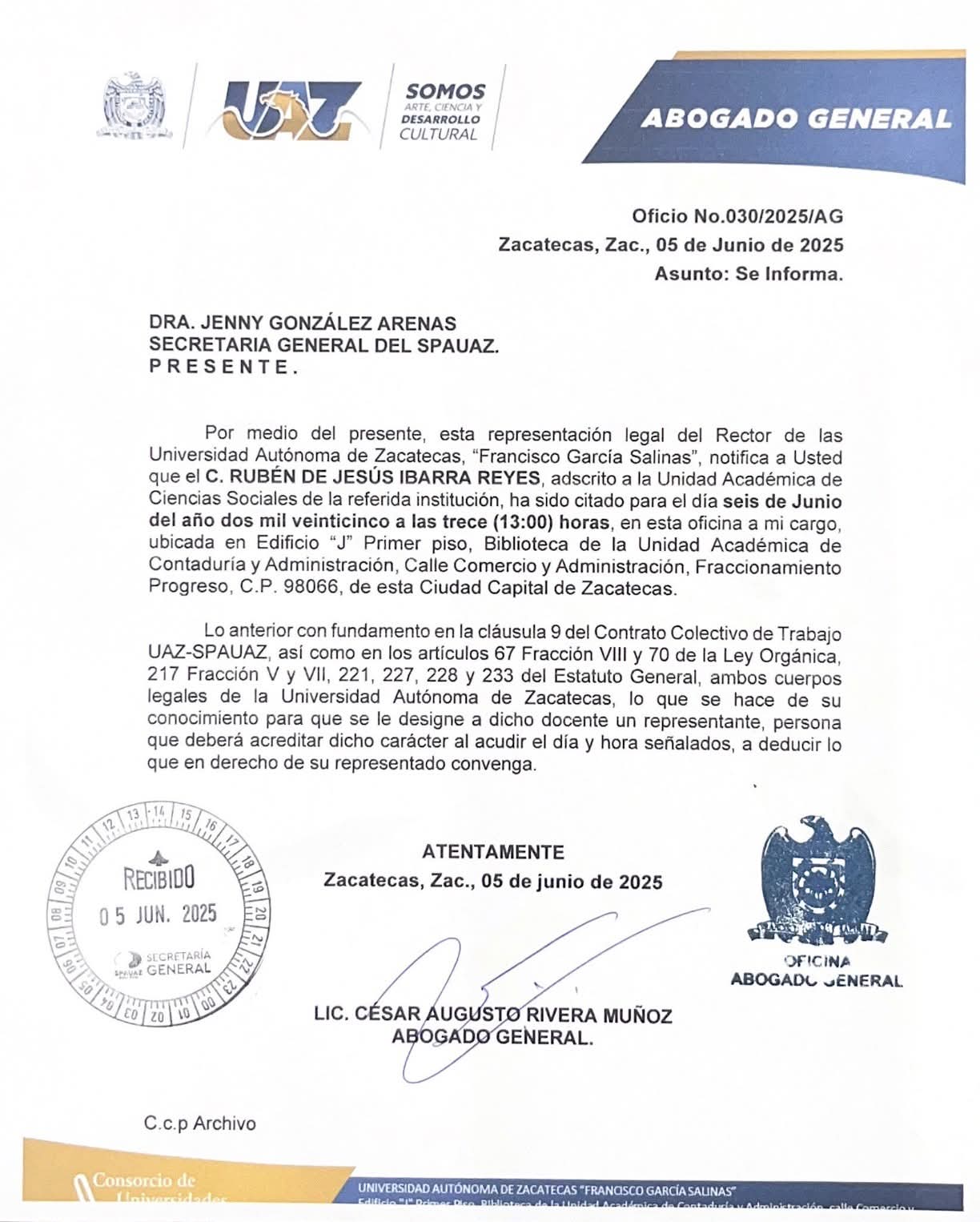 Piden al SPAUAZ representar a Ibarra Reyes
