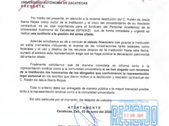 Exige el SPAUAZ claridad y transparencia en la gestión y defensa de Rubén Ibarra