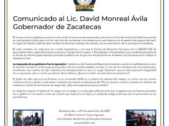Trabajo de David Monreal Ávila es sólo publicitario; reprochan represión 