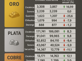 Zacatecas brilla: aumenta producción de oro y plata pese a caída nacional