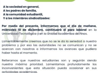 Se mantiene el paro laboral en la Utzac