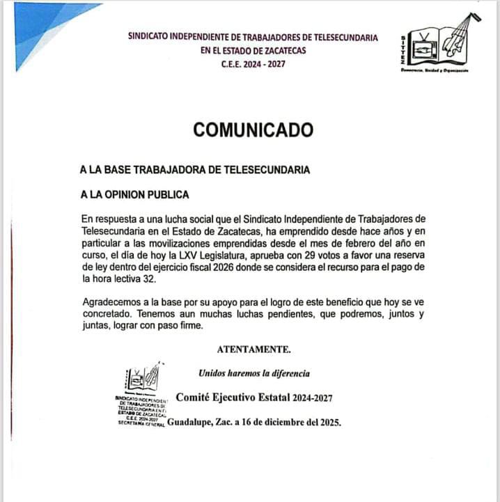 Aprueban la hora 32 para telesecundarias 