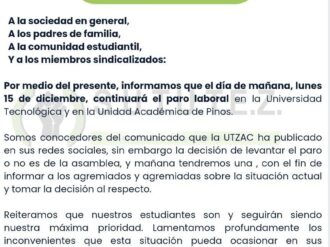 Utzac firma convenio; paro continúa