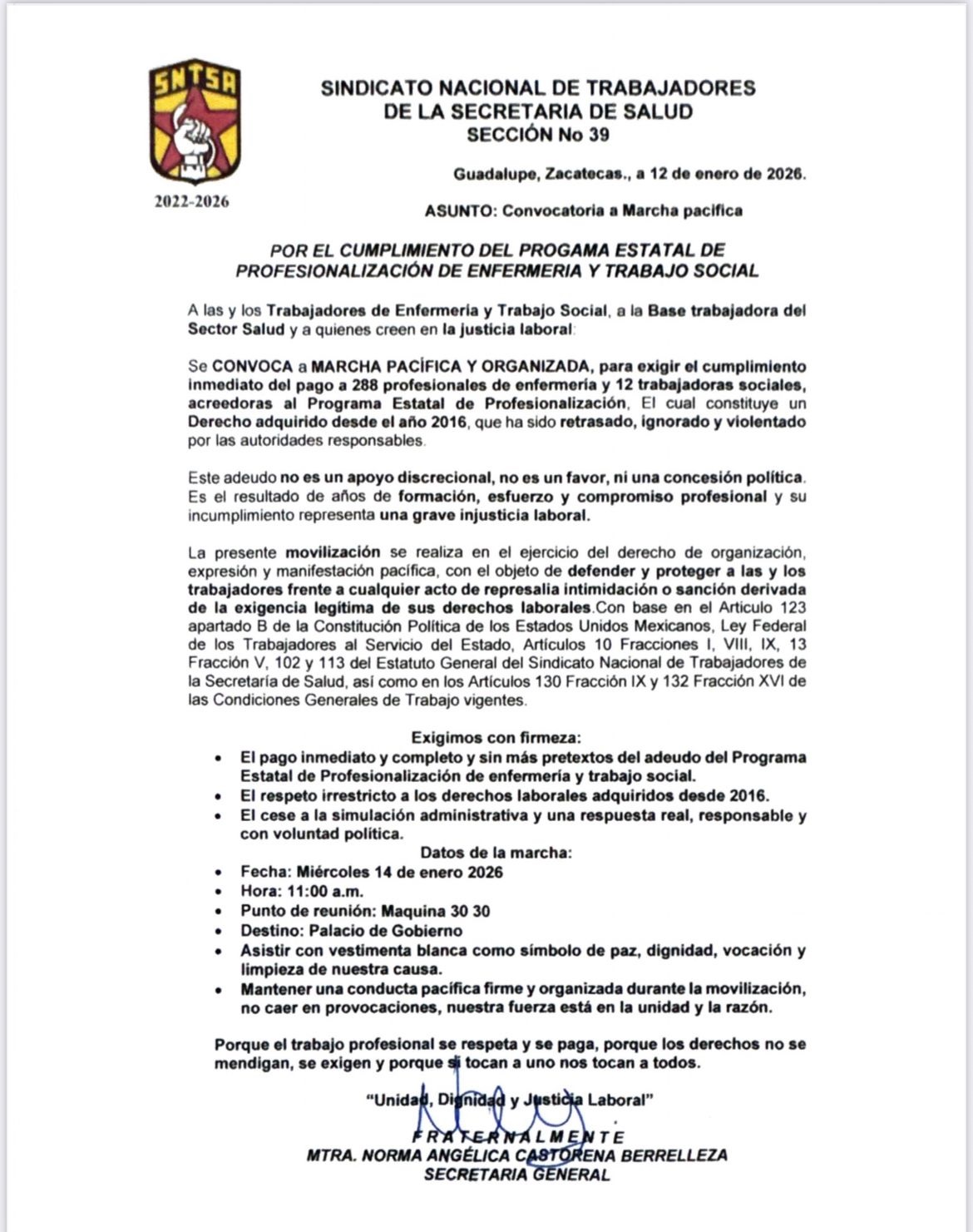 Marcha mañana el sindicato de Salud