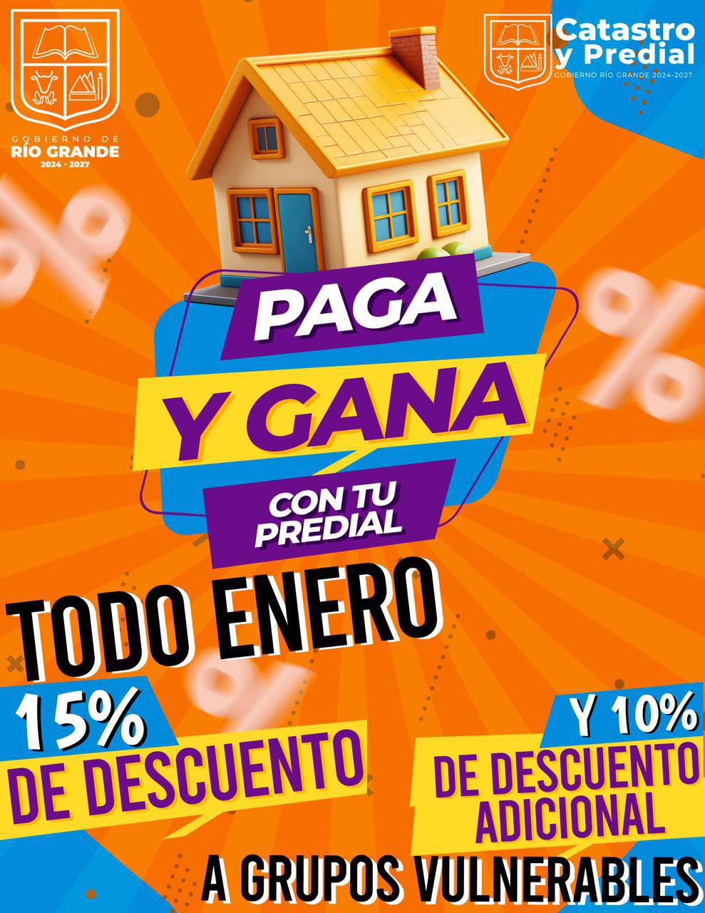 Lanza Río Grande campaña de descuentos para pago de predial 2026