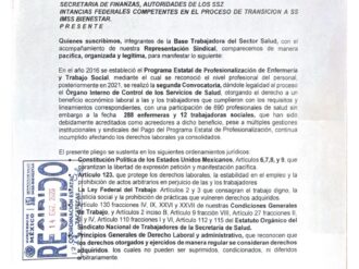 Con marcha, sector salud exige pago de profesionalización y garantías 