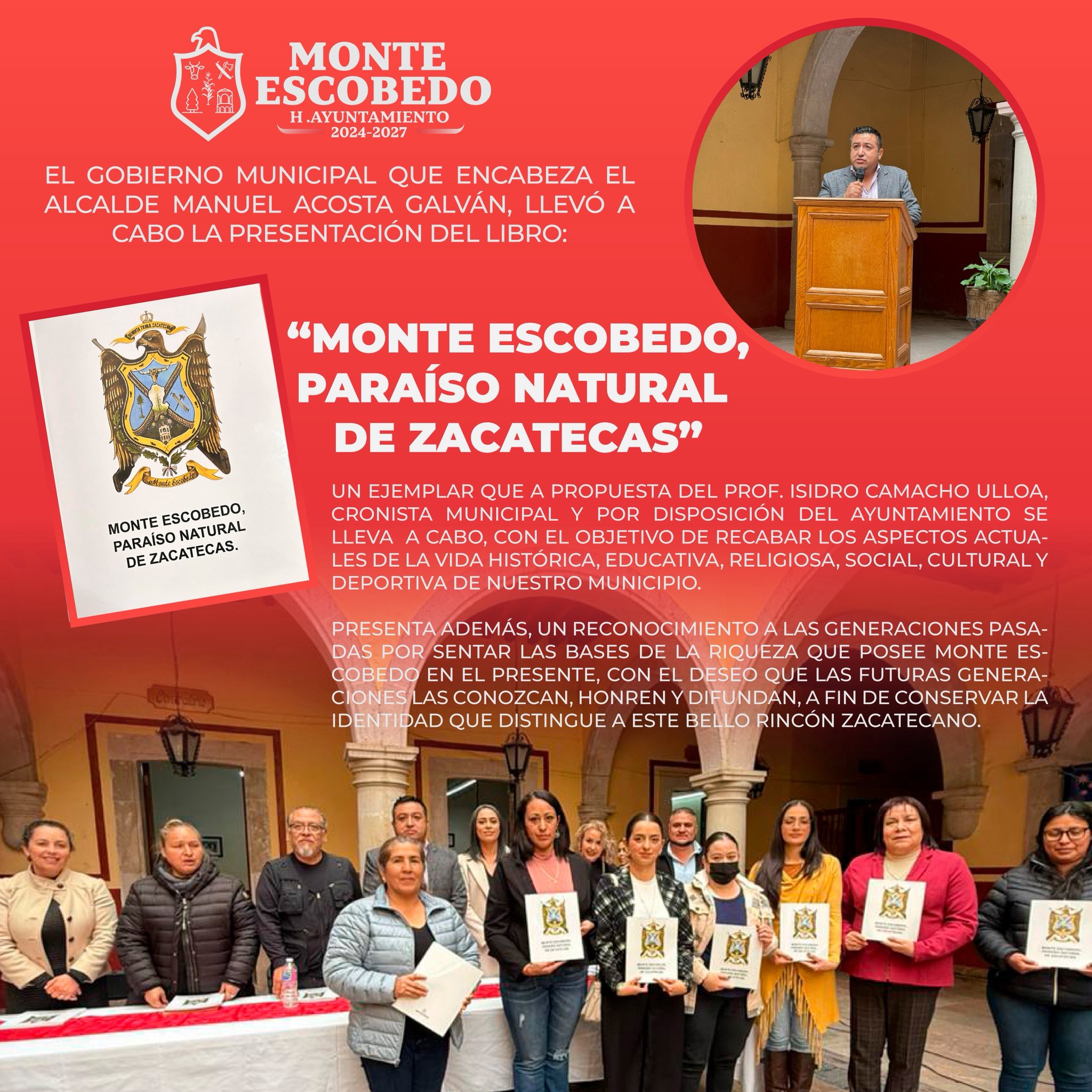 Presenta Monte Escobedo el libro “Paraíso Natural de Zacatecas”