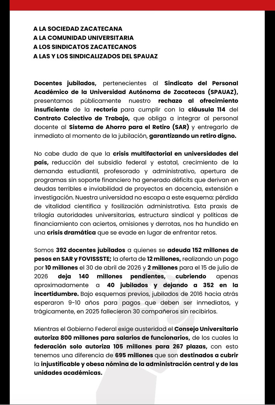 Rechazan oferta «insuficiente» de Rectoría