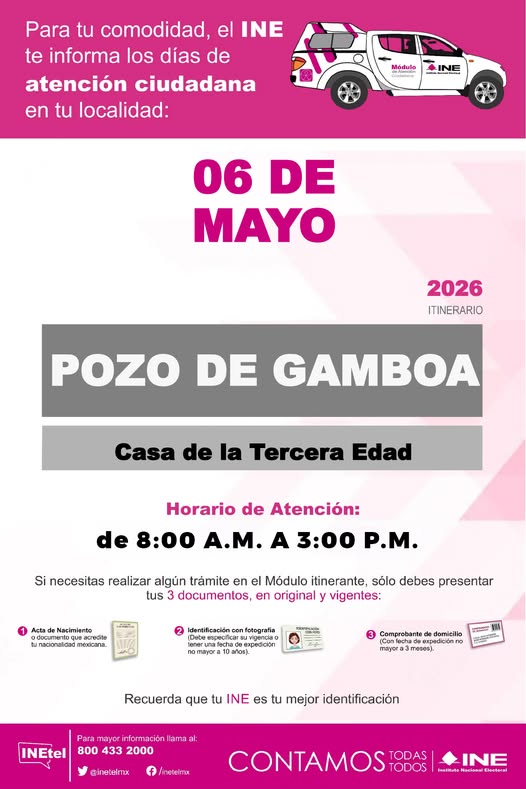 Llega módulo del INE a Pozo de Gamboa