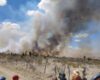 Combaten fuerte incendio en Efigenia Villa de Cos